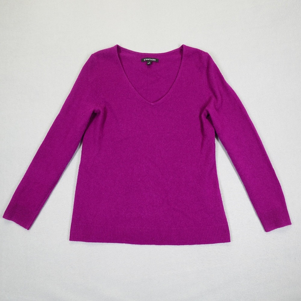 41 Hawthorn Sweater Womens S Purple 100% Cashmere V-Neck Pullover WGS10373